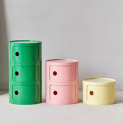 Modern Minimal Nightstand – Stackable Round Side Table with Storage, Small Space Bedside Table, Aesthetic Home Decor