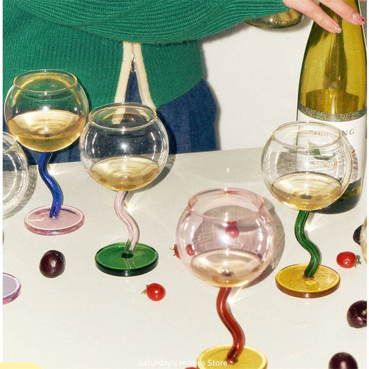 Artisan Twisted Glass Goblet Table Decor Cup