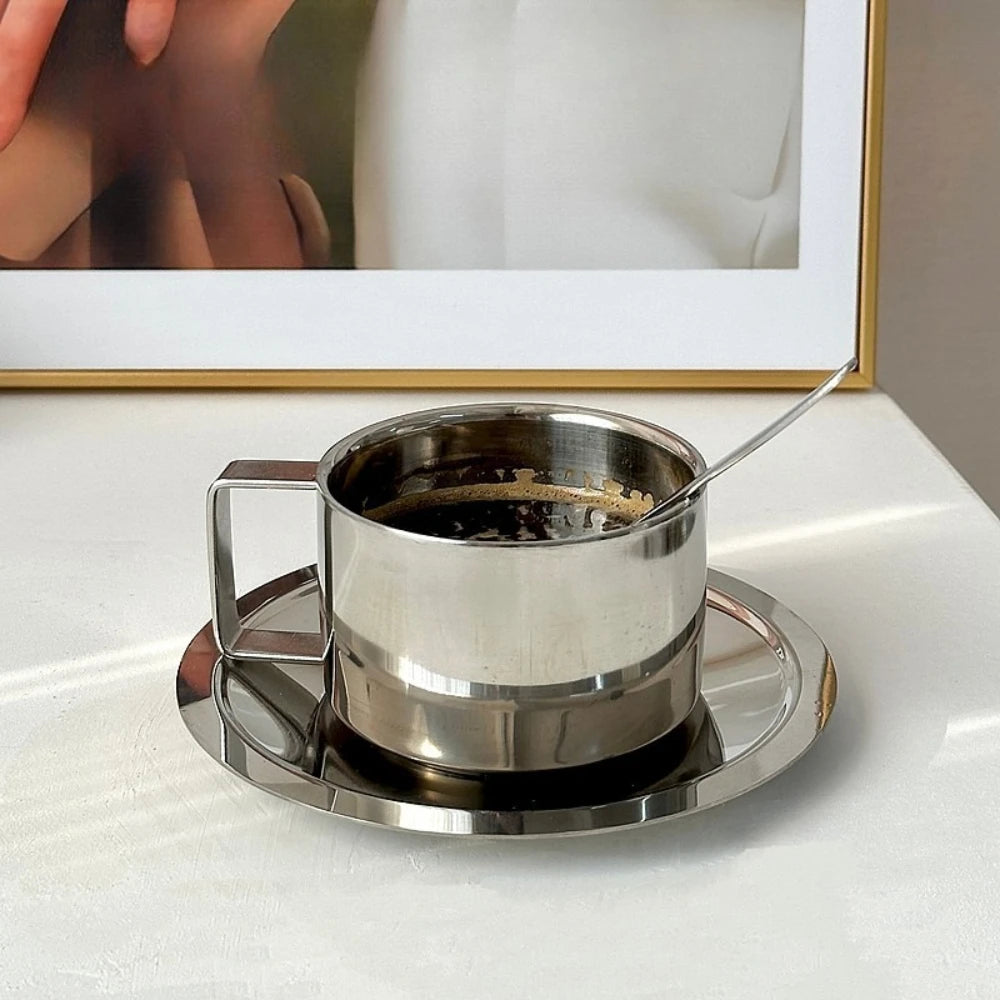 Minimal Stainless Steel Coffee Cup Set