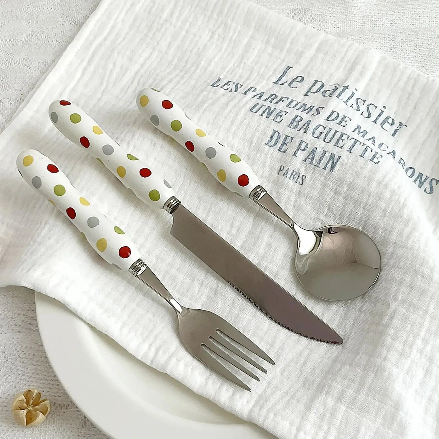 Ceramic Handle Stainless Steel Flatware Set
