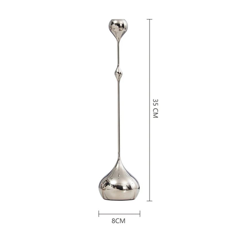 Elegant silver stainless steel candle holder