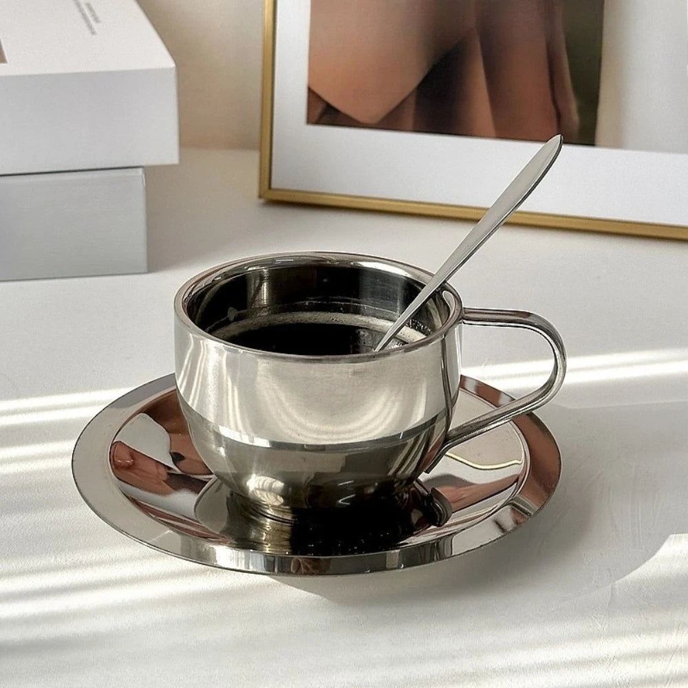 Minimal Stainless Steel Coffee Cup Set