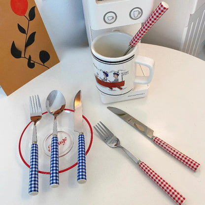 Grid Ceramic Handle Cutlery Set