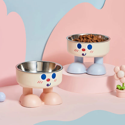 Smiley Face Stainless Steel Pet Feeding Bowl