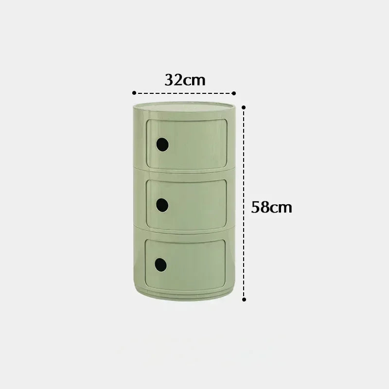 Modern Minimal Nightstand – Stackable Round Side Table with Storage, Small Space Bedside Table, Aesthetic Home Decor