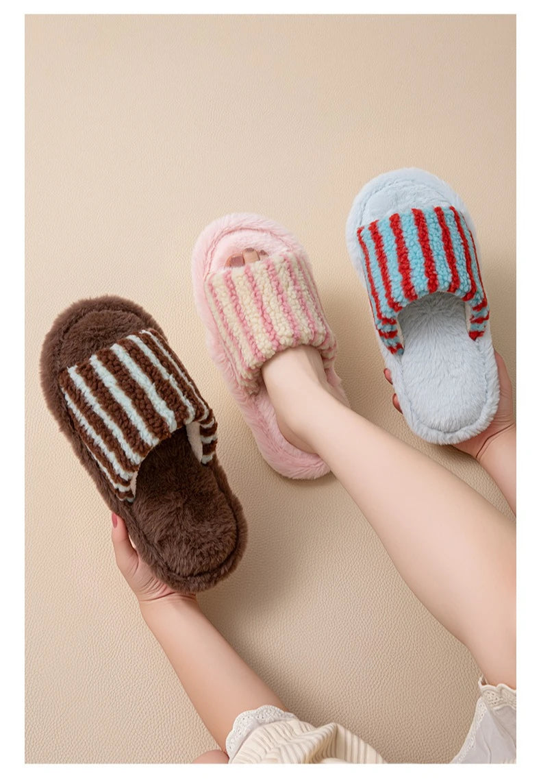 Autumn and Winter Striped  Women's Slippers