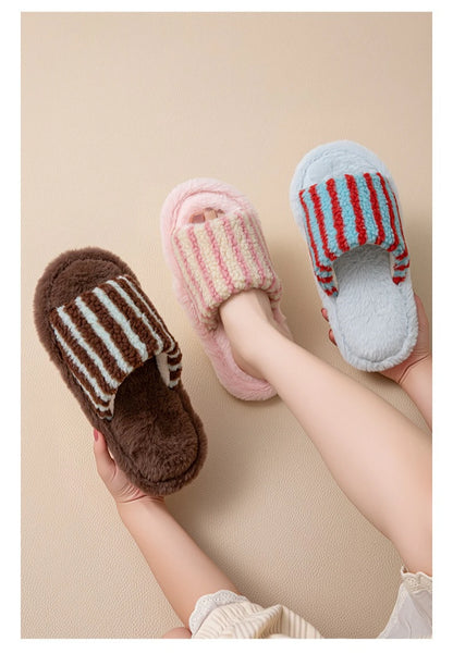 Autumn and Winter Striped  Women's Slippers