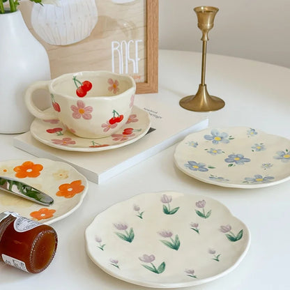 Ceramic Hand-painted Coffee Cups and Saucers
