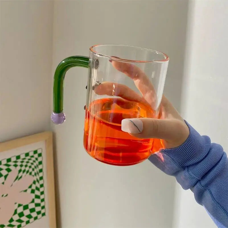 Long Handle Glass Mug with Spoon