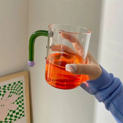 Long Handle Glass Mug with Spoon