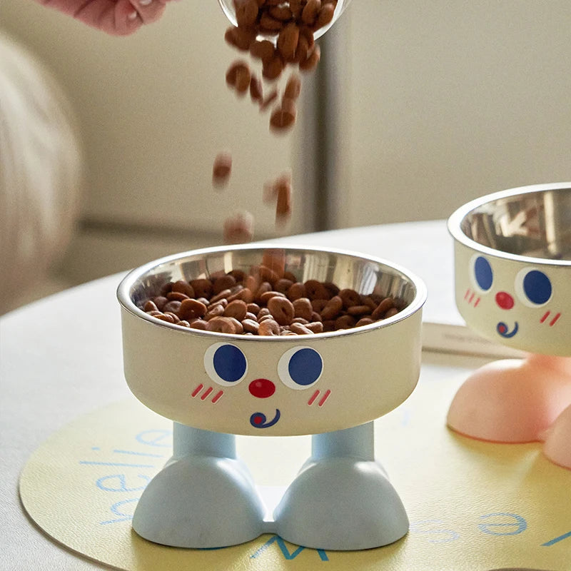Smiley Face Stainless Steel Pet Feeding Bowl
