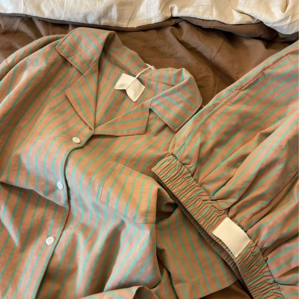 Women's Ice Silk Pajama Set Summer Short Sleeve & Shorts Soft Breathable Loungewear