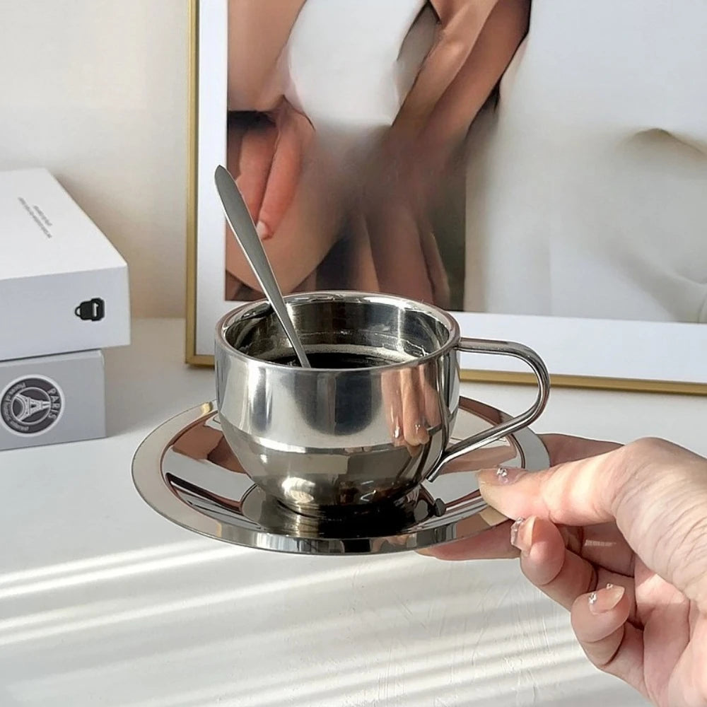 Minimal Stainless Steel Coffee Cup Set