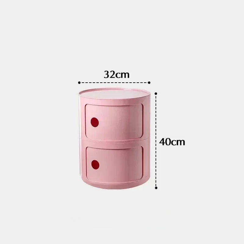 Modern Minimal Nightstand – Stackable Round Side Table with Storage, Small Space Bedside Table, Aesthetic Home Decor