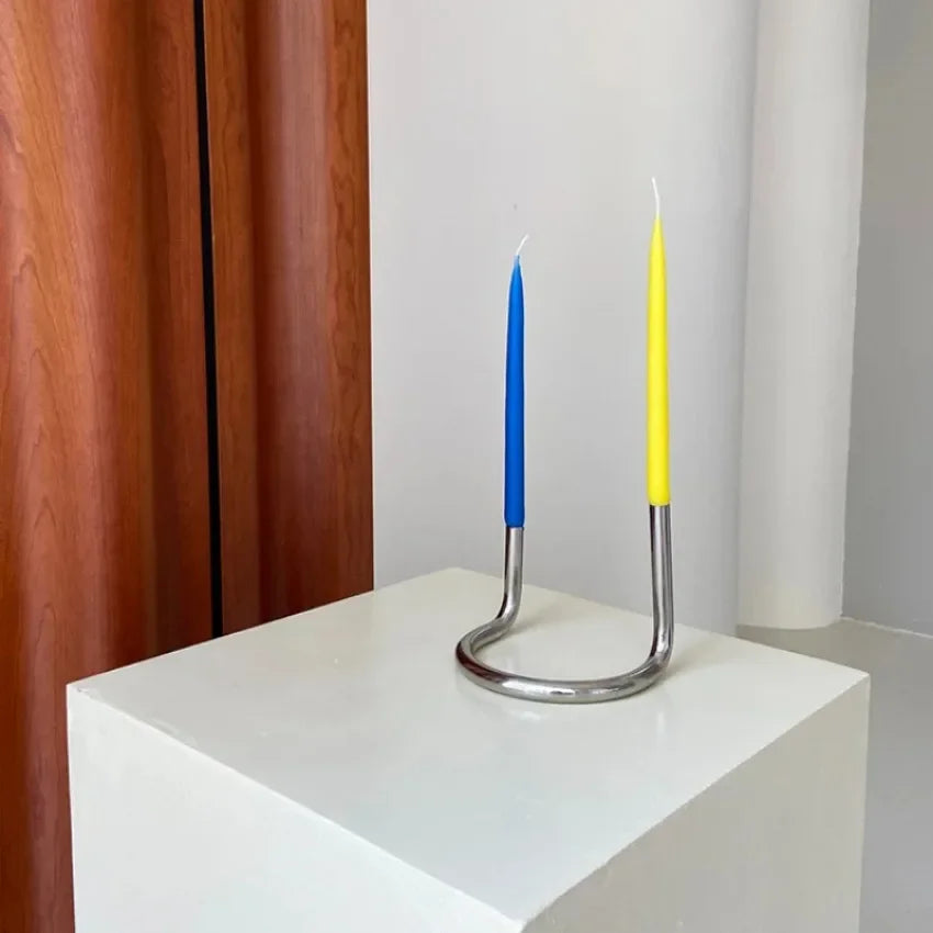 Nordic U-Shaped Twin Stainless Steel Candle Holder