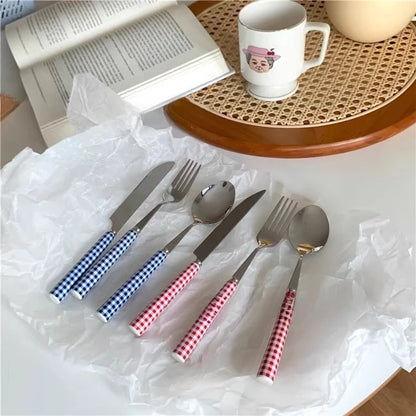 Grid Ceramic Handle Cutlery Set