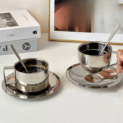 Minimal Stainless Steel Coffee Cup Set