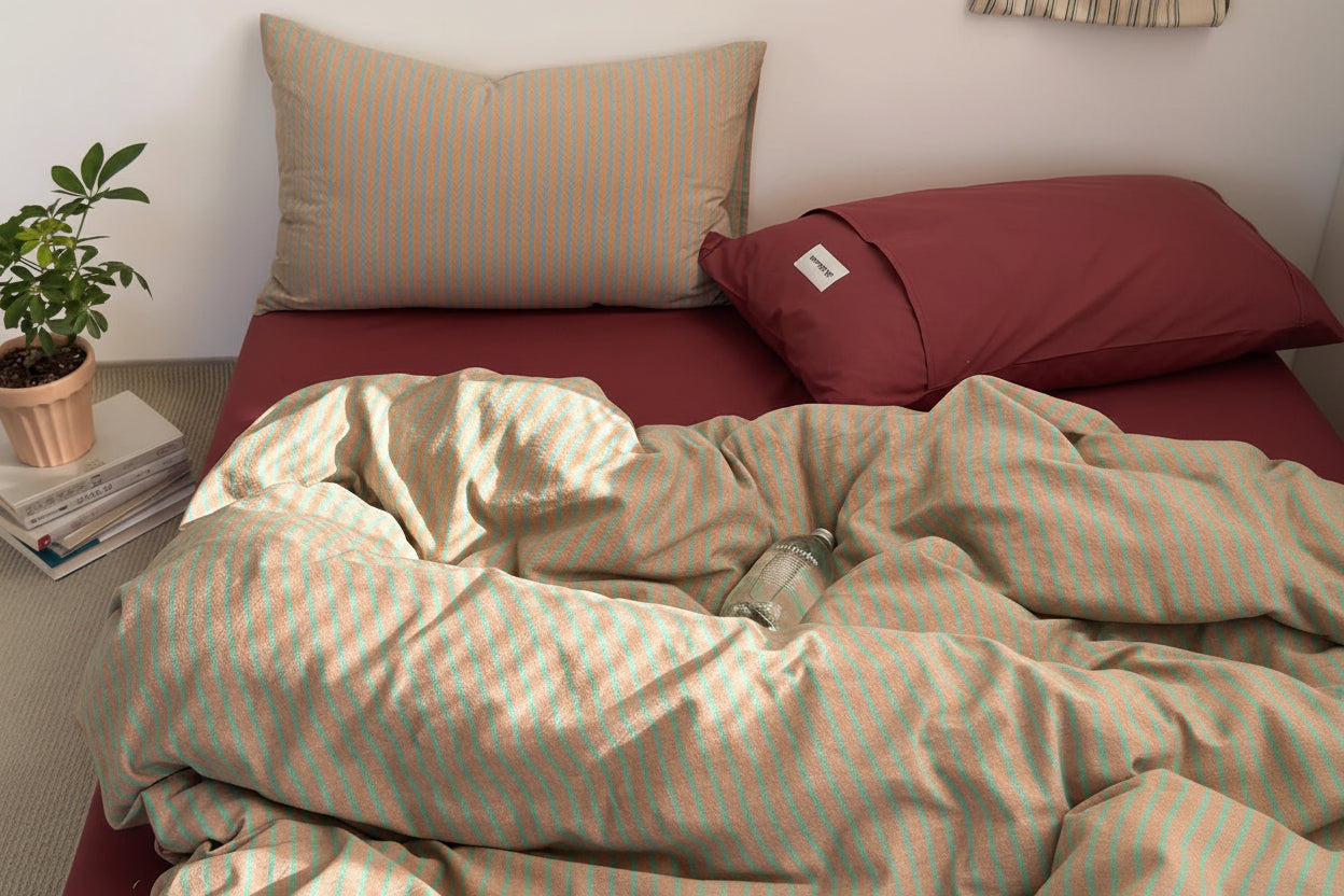 100%Cotton Striped Duvet Cover Set