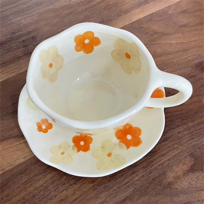 Ceramic Hand-painted Coffee Cups and Saucers
