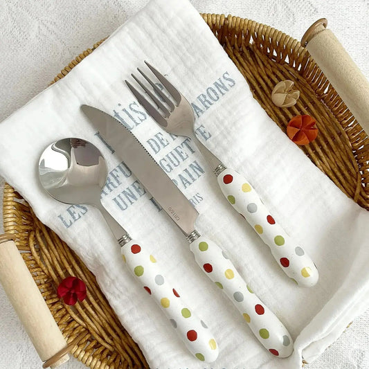 Ceramic Handle Stainless Steel Flatware Set