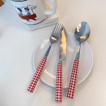 Grid Ceramic Handle Cutlery Set