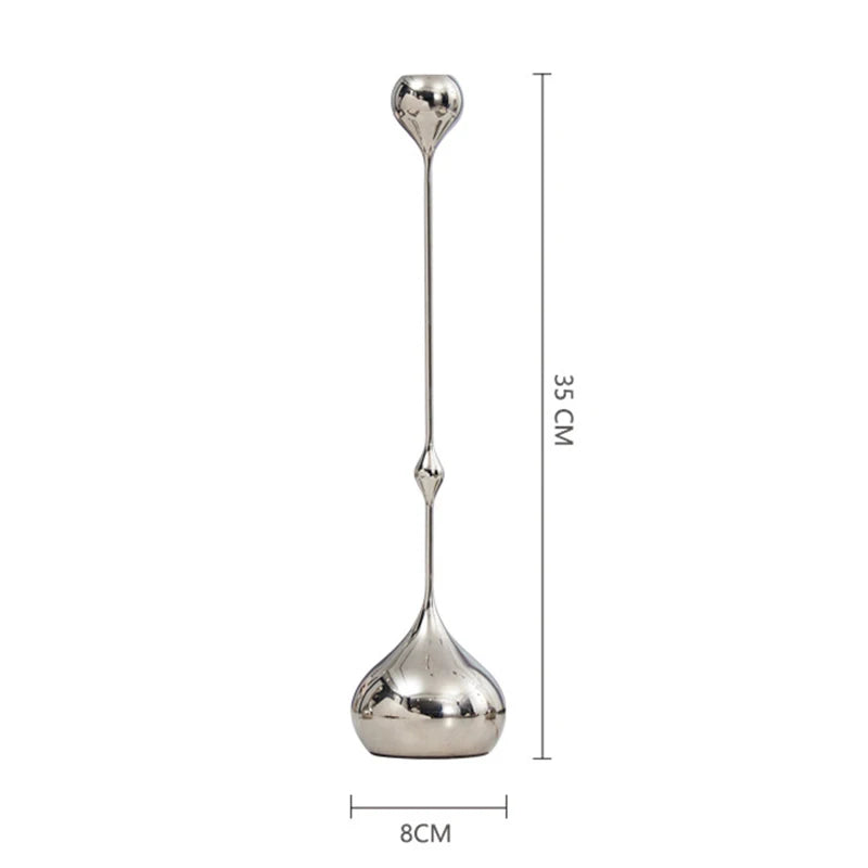 Elegant silver stainless steel candle holder