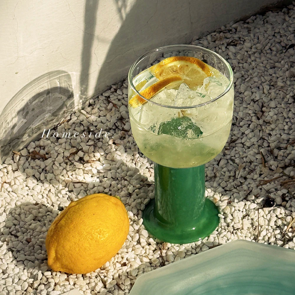 Big Capacity Cute Glass Goblet with Color Handle
