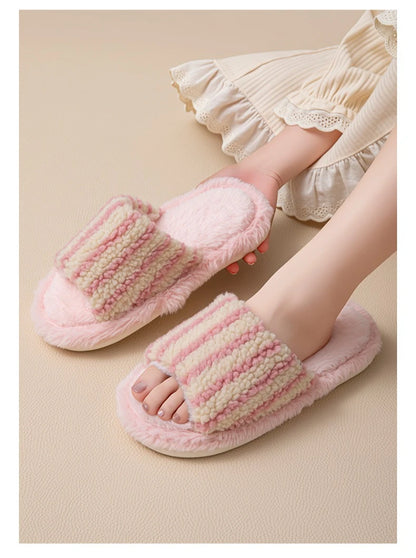 Autumn and Winter Striped  Women's Slippers