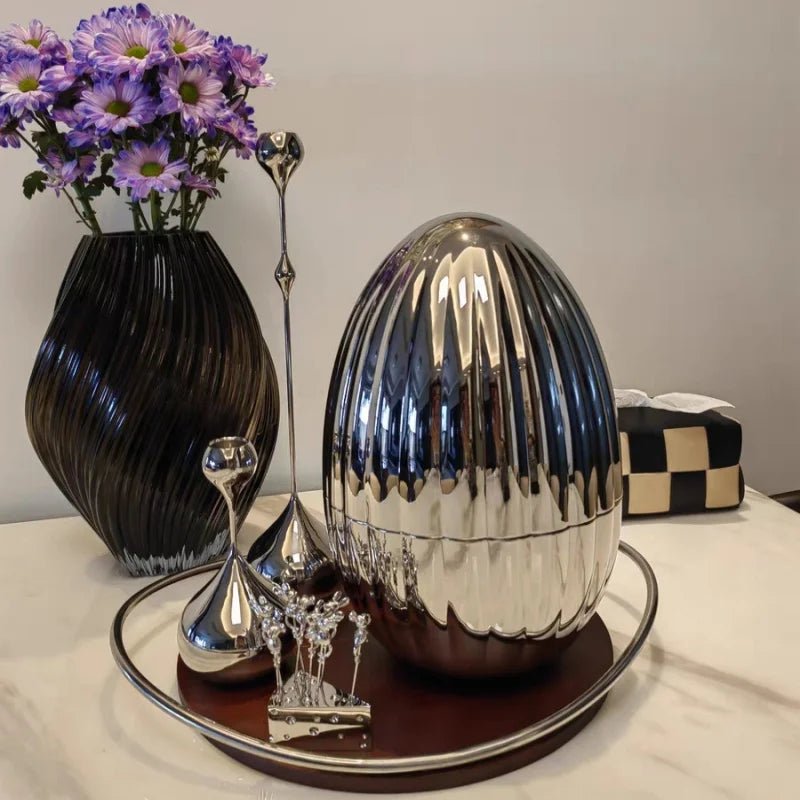 Elegant silver stainless steel candle holder