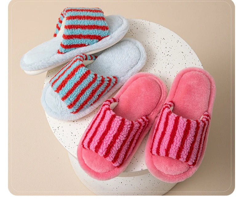 Autumn and Winter Striped  Women's Slippers