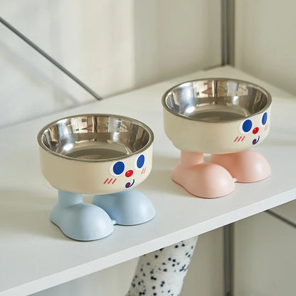 Smiley Face Stainless Steel Pet Feeding Bowl