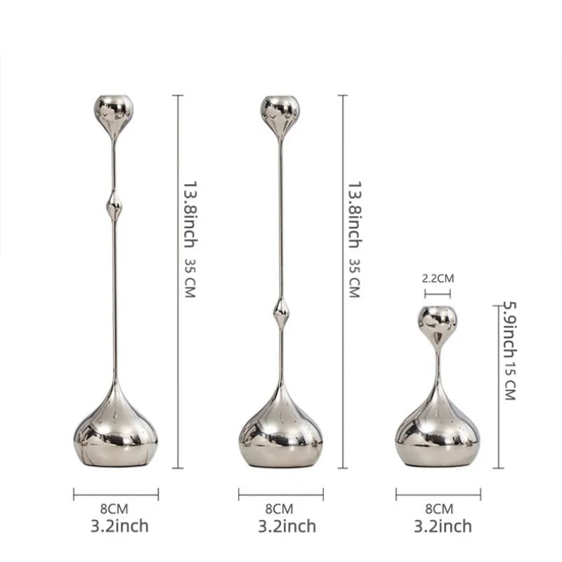 Elegant silver stainless steel candle holder