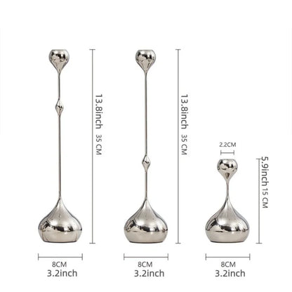 Elegant silver stainless steel candle holder