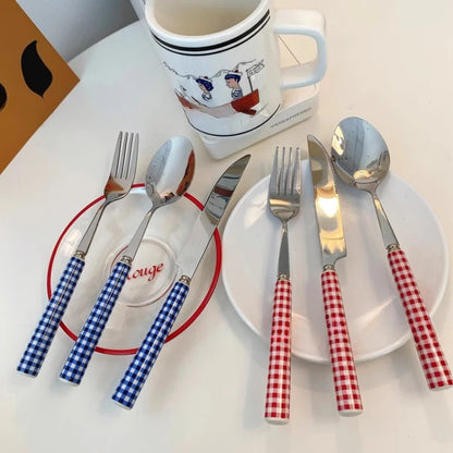 Grid Ceramic Handle Cutlery Set