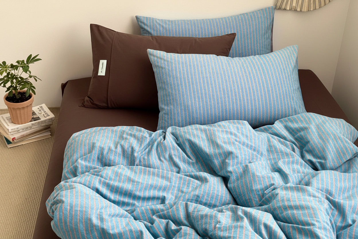 100%Cotton Striped Duvet Cover Set