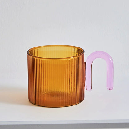 Floriddle Colorful Handle Ripple Glass Mug Coffee Cups Heat Resistance Mug Milk Tea Cups Drinkware Coffee Mugs Glass Cups
