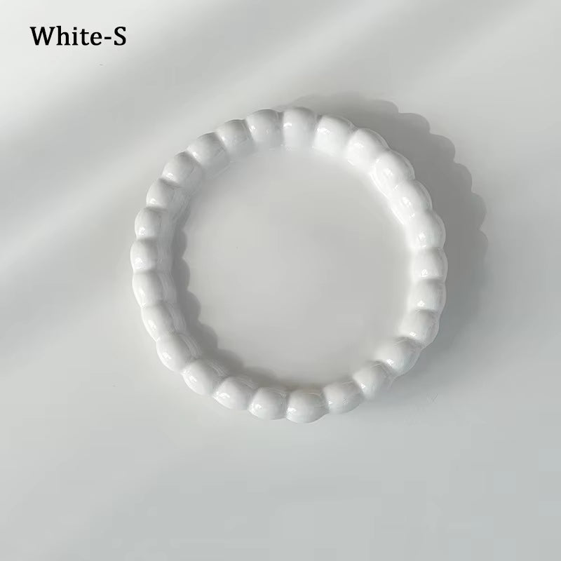 Ins Style Beaded Dessert Plate French Western Food Plate Ceramic Breakfast Plate Ornaments Poses Ceramic Dishes