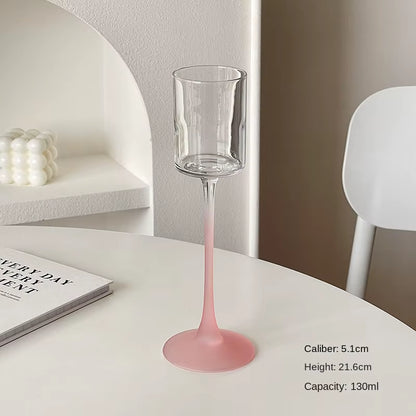 130Ml Matte Pink Goblet Home Creative Slightly Drunk Girl Cute Straight Red Wine Glass Champagne Cocktail Glass