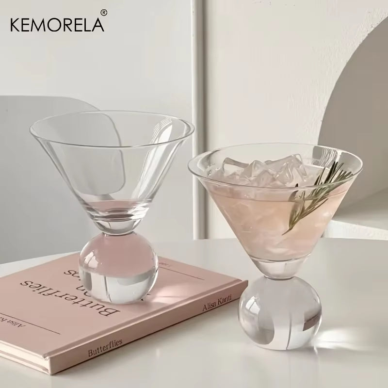 Martini Glass Cup 260ML Short Foot Beaded Cocktail Glasses Cups Thin Champagne Glass Transparent Wine Glasses Cup
