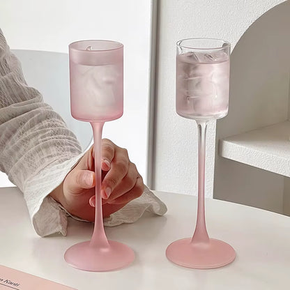 130Ml Matte Pink Goblet Home Creative Slightly Drunk Girl Cute Straight Red Wine Glass Champagne Cocktail Glass