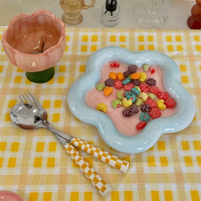 Online Celebrity Hand-Painted Dudu Plate High-Value Milk Fufu Jewelry Plate Korea Ins Wind High-Grade Tableware