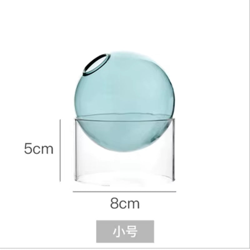 Mini round Flower Vase Hydroponic Container Micro Landscape Glass Ecological Bottle Borosilicate Glass Bottle with Home Decorate