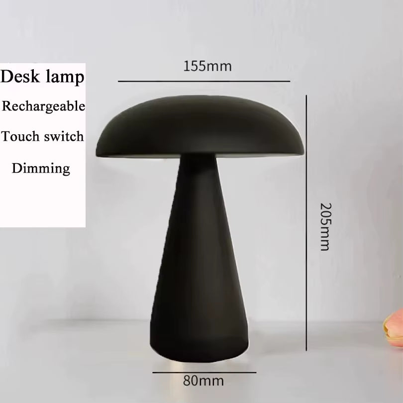 LED Table Lamp Retro Mushroom Touch Sensor Bedside Lamp Rechargeable Reading Lights for Bedroom Restaurant Bar Decor Lighting