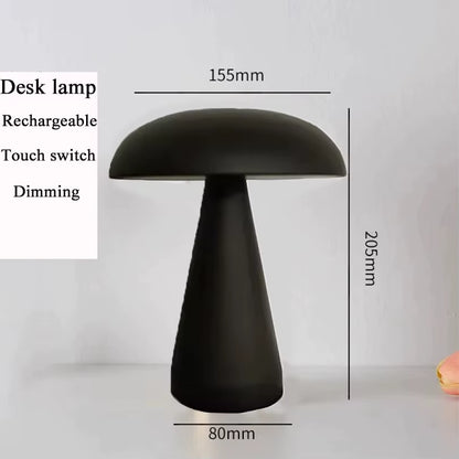 LED Table Lamp Retro Mushroom Touch Sensor Bedside Lamp Rechargeable Reading Lights for Bedroom Restaurant Bar Decor Lighting