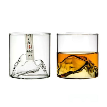 Japan 3D Mountain Whiskey Glass Glacier Old Fashioned Whisky Rock Glasses Whiskey-Glass Wooden Gift Box Vodka Cup Wine Tumbler