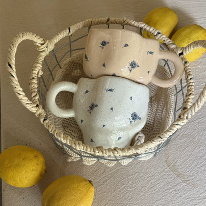 Original Handmade Blue Rose Cup Ceramic High-Value Mug