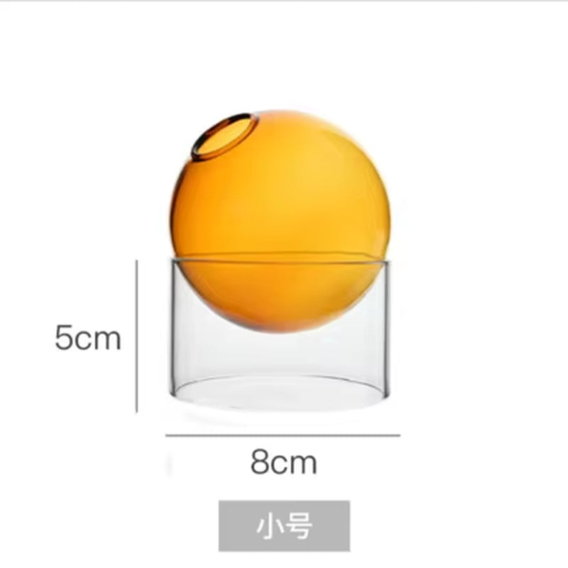 Mini round Flower Vase Hydroponic Container Micro Landscape Glass Ecological Bottle Borosilicate Glass Bottle with Home Decorate