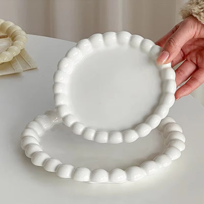 Ins Style Beaded Dessert Plate French Western Food Plate Ceramic Breakfast Plate Ornaments Poses Ceramic Dishes