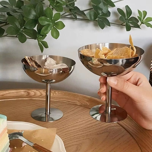 Stainless Steel Dessert Cups，Luxury Ice Cream Cup High Footed Yogurt Dessert Cup，Serving Plates，Fruit Bowl Cake Dish